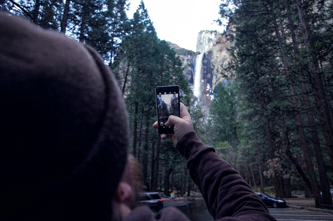 smartphone recording video outdoors